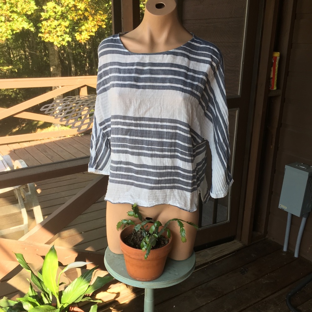 ⚓️ Nautical White and Blue Striped Shirt - Loft